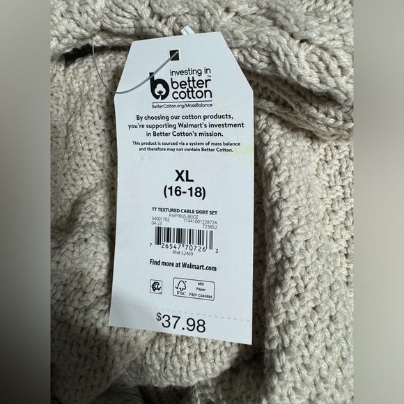 Time and Tru Mock Neck Cable Knit Sweater and Skirt Set, 2-Piece size XL NWT - Picture 9 of 10